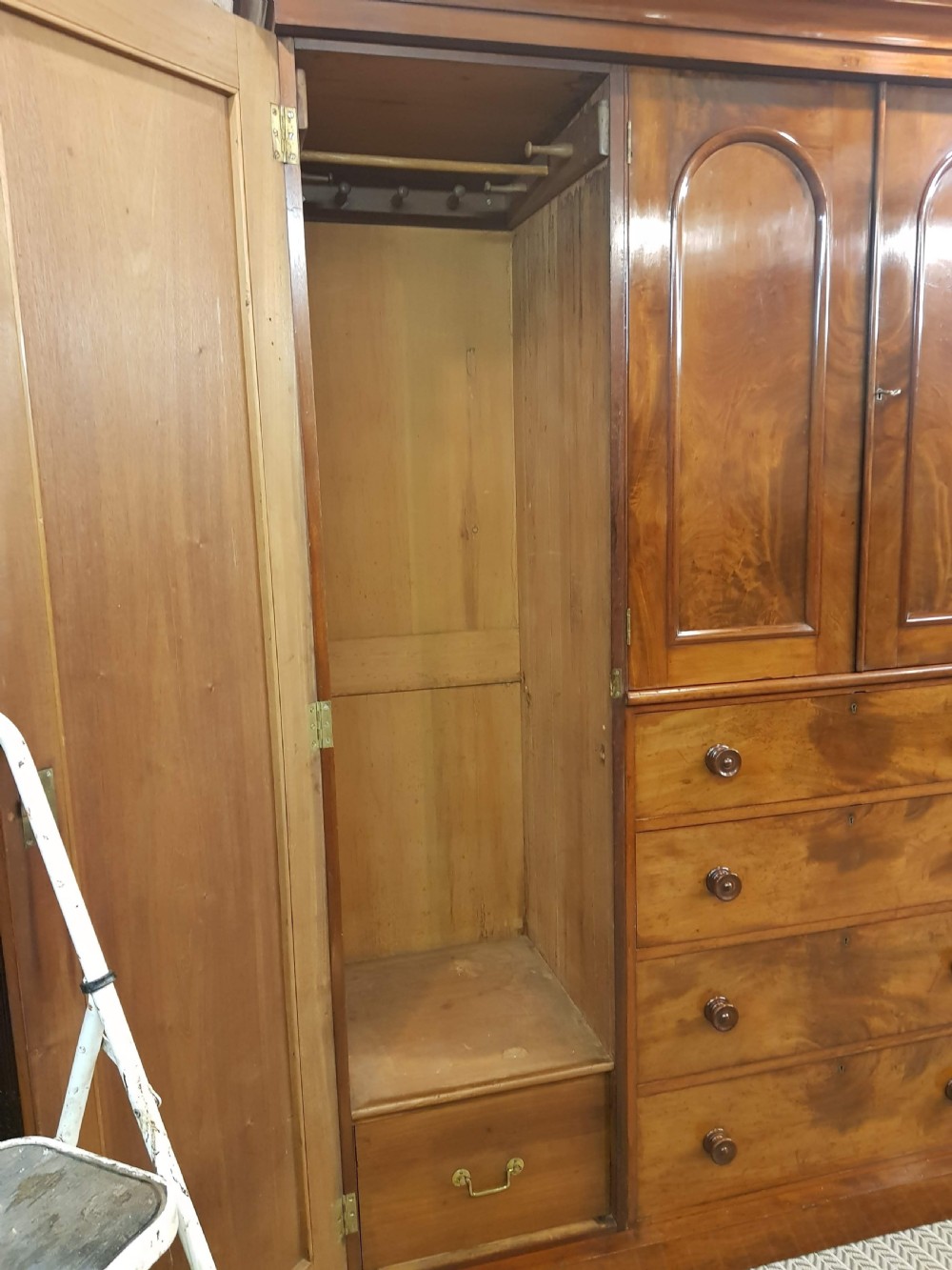 Victorian mahogany four door wardrobe.  View V