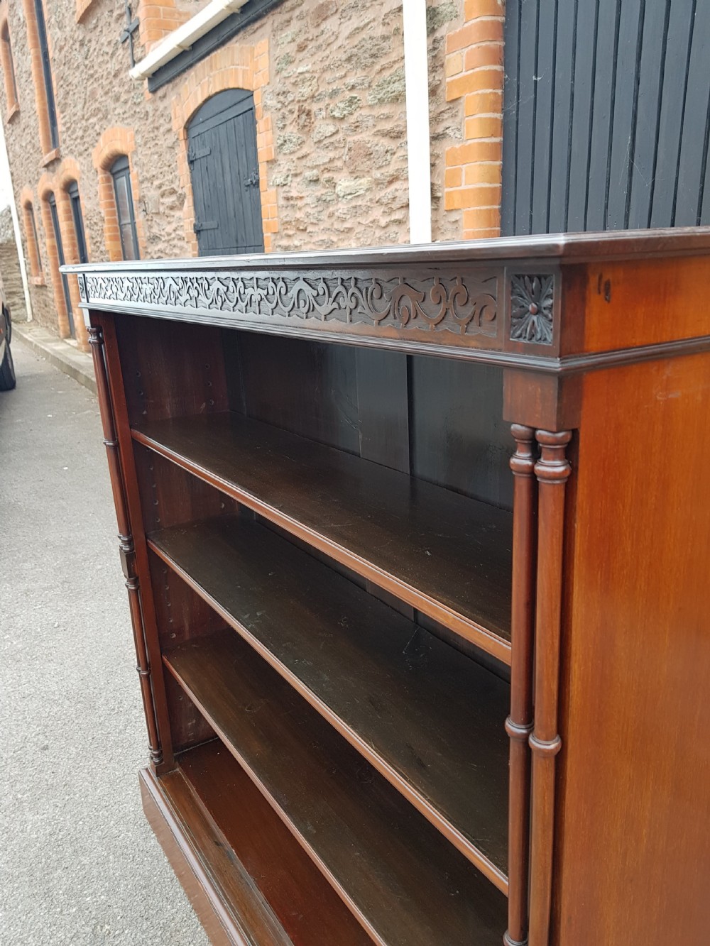 Victorian mahogany chippendale style Bookcase.  View VII