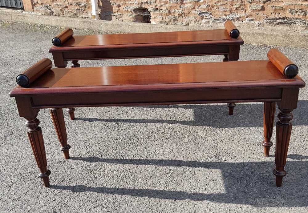 Pair of Victorian mahogany window seats. 