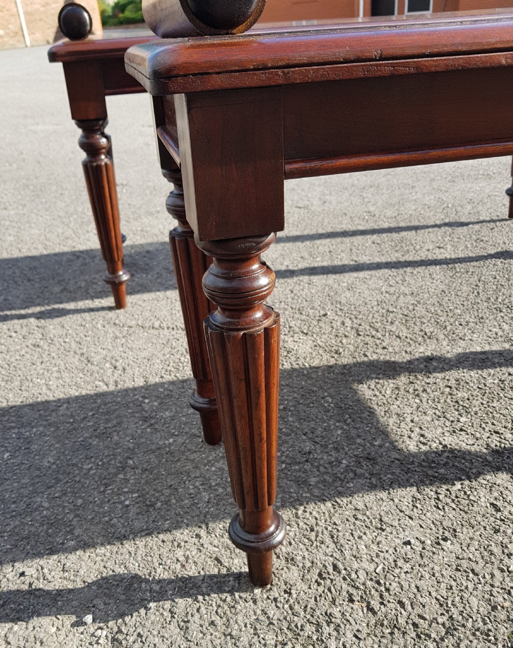 Pair of Victorian mahogany window seats.  View III