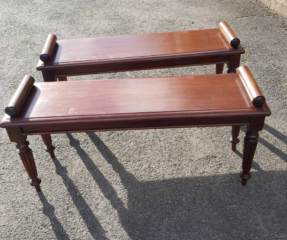 Pair of Victorian mahogany window seats.  View VI