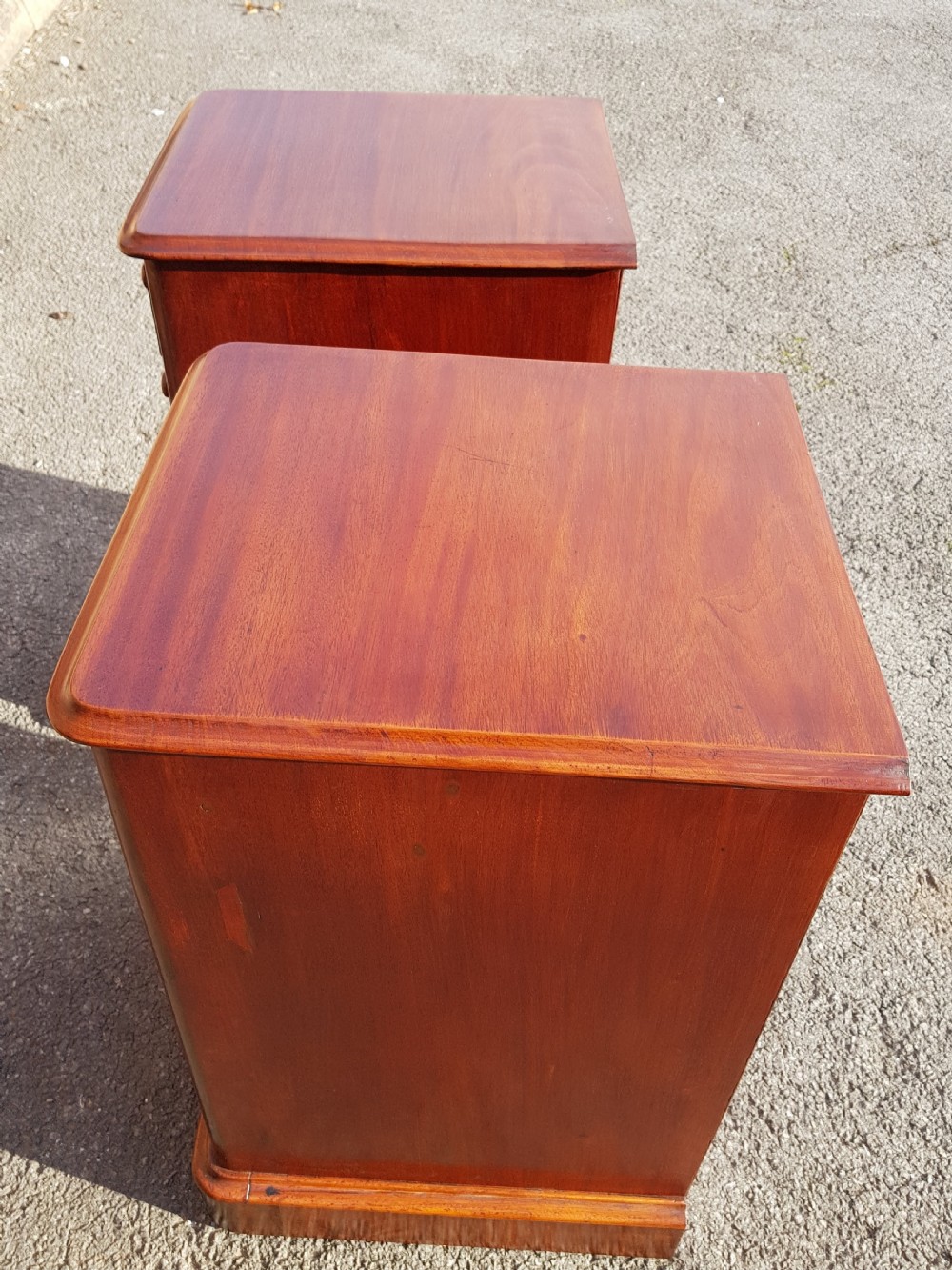 Pair of Victorian mahogany bedside cabinets.  View V