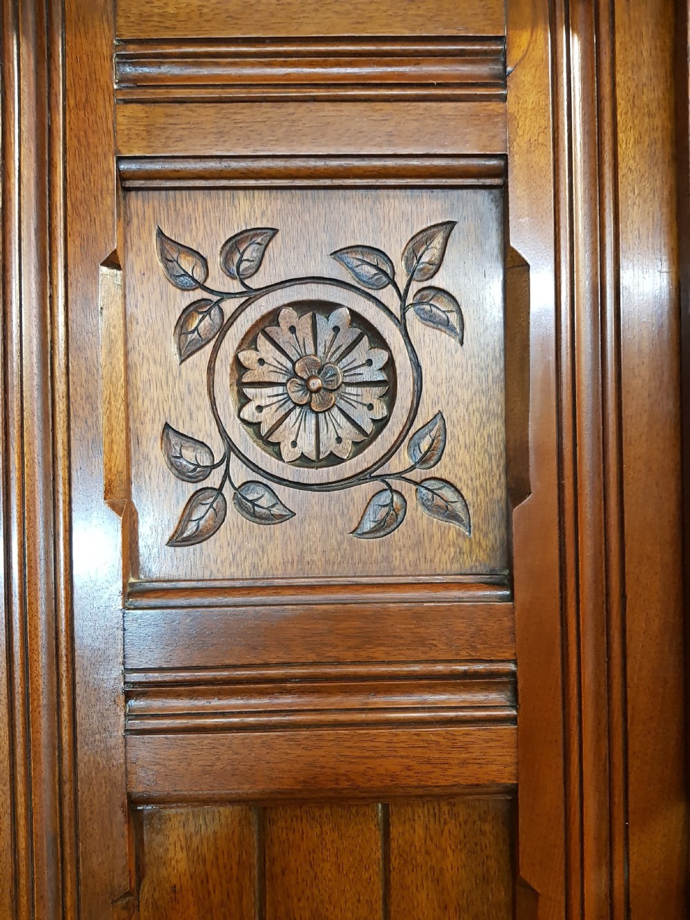 Victorian Walnut Arts and Crafts Wardrobe.  View IV