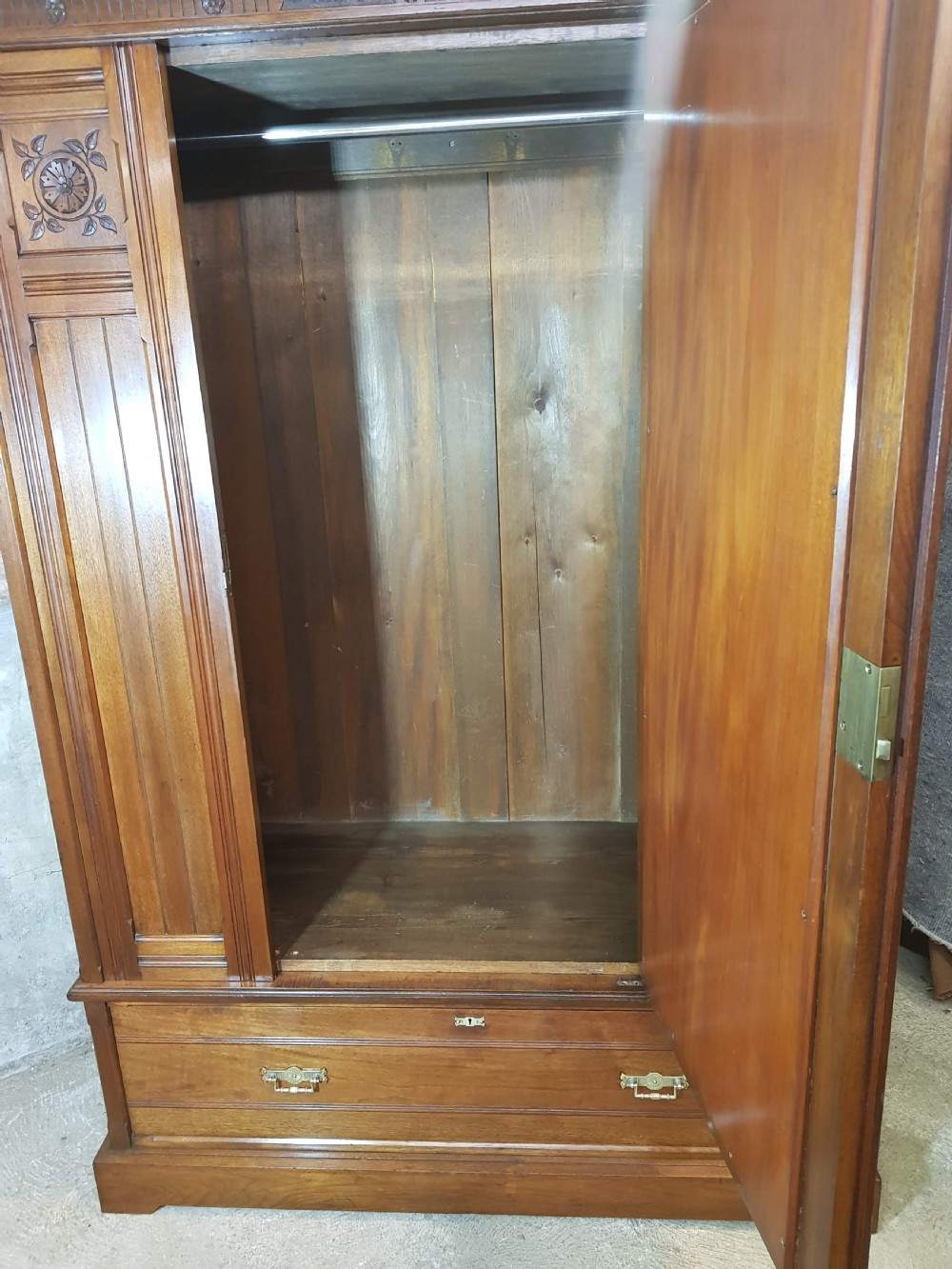 Victorian Walnut Arts and Crafts Wardrobe.  View VII