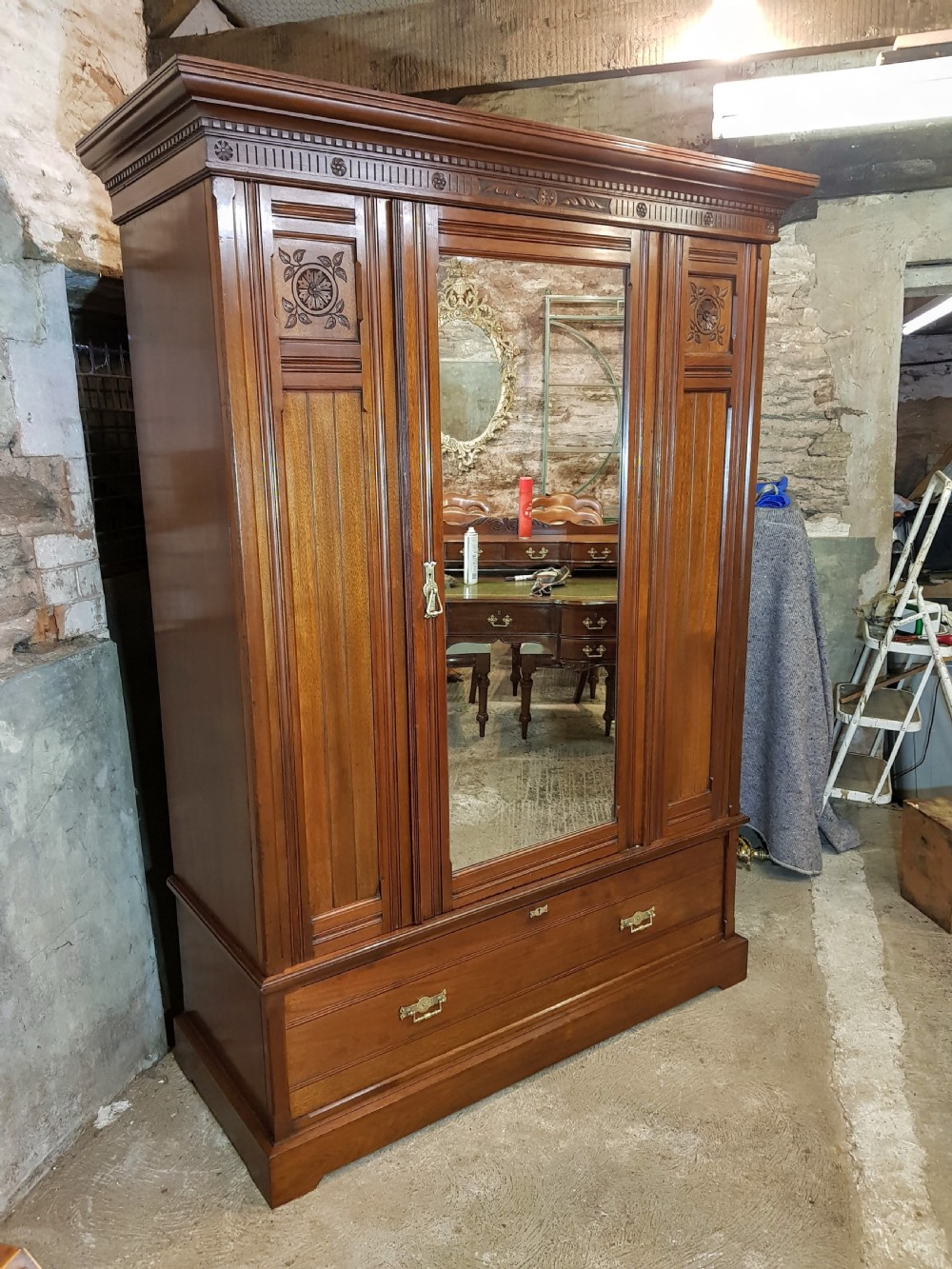 Victorian Walnut Arts and Crafts Wardrobe.  View IX