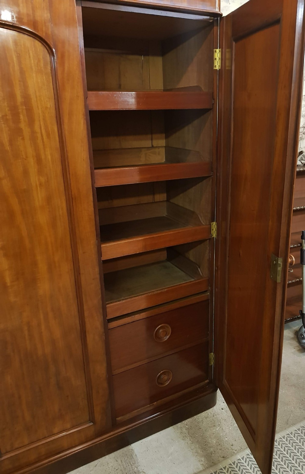 Victorian mahogany two door wardrobe.  View IV