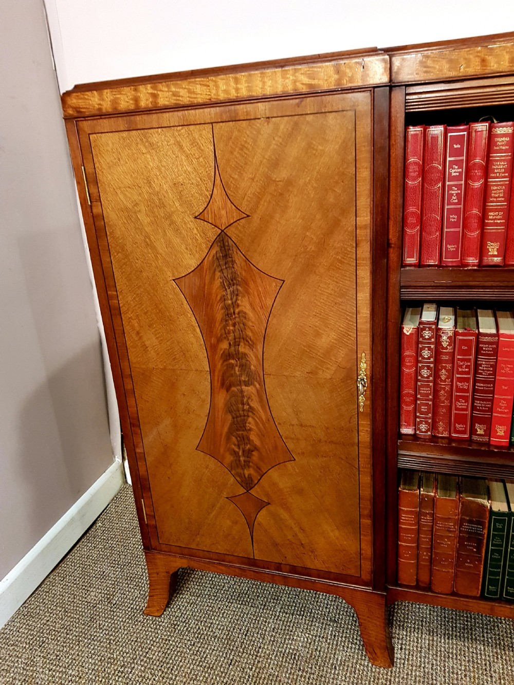 Mahogany inlaid large Library Bookcase.  View V