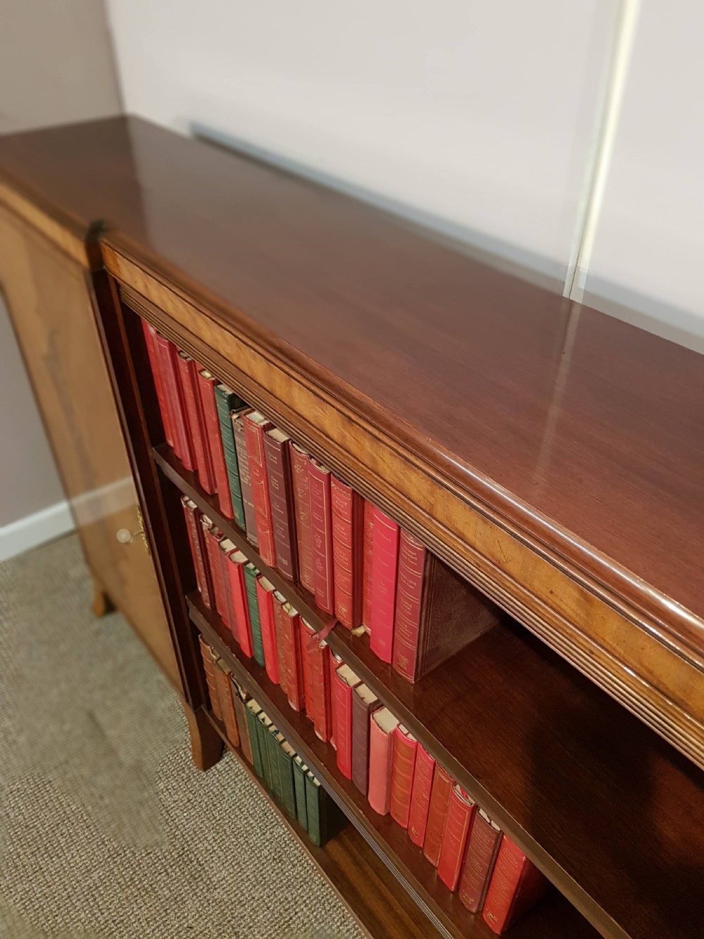 Mahogany inlaid large Library Bookcase.  View VI