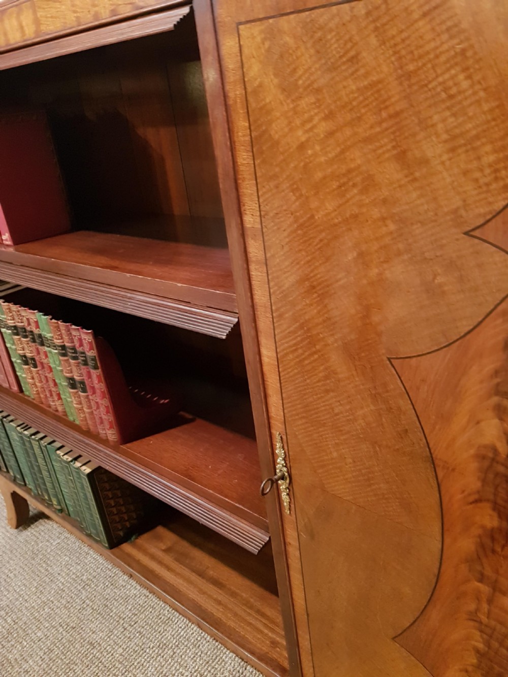Mahogany inlaid large Library Bookcase.  View X