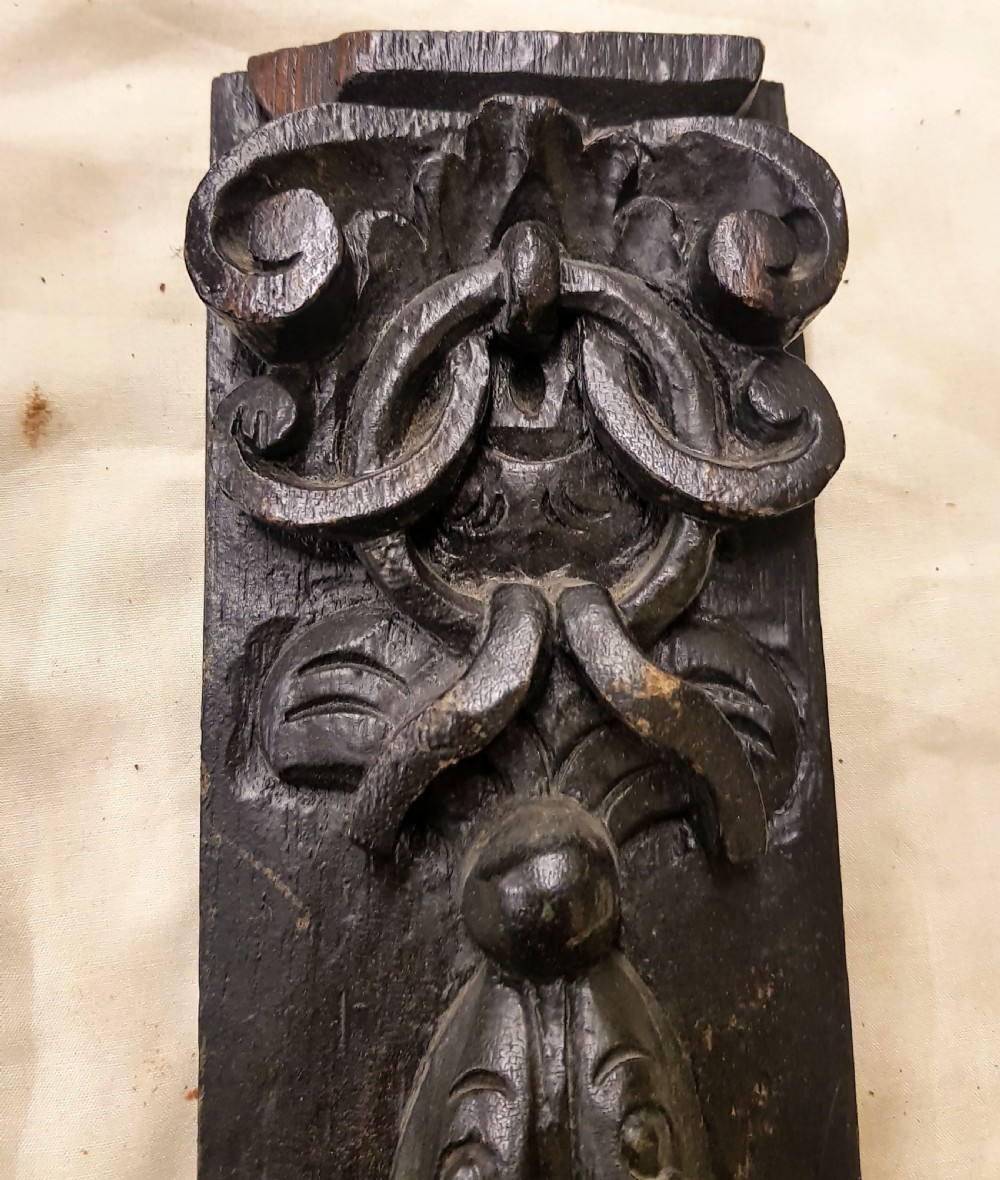 Pair of 18th Century Carved Oak Stiles.  View III