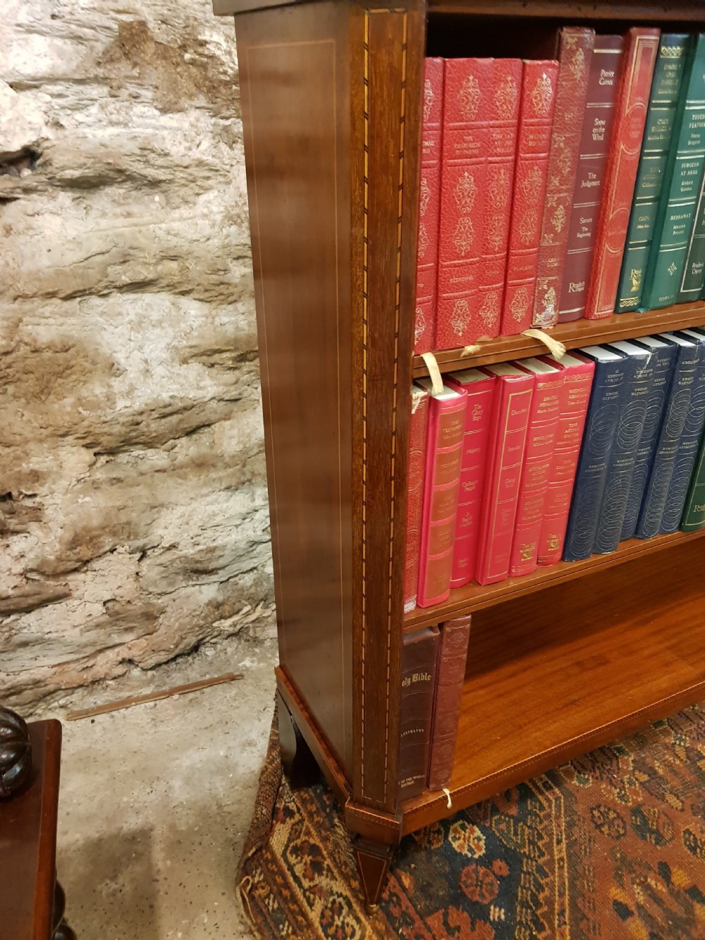 Edwardian Mahogany Inlaid open Bookcase.  View III