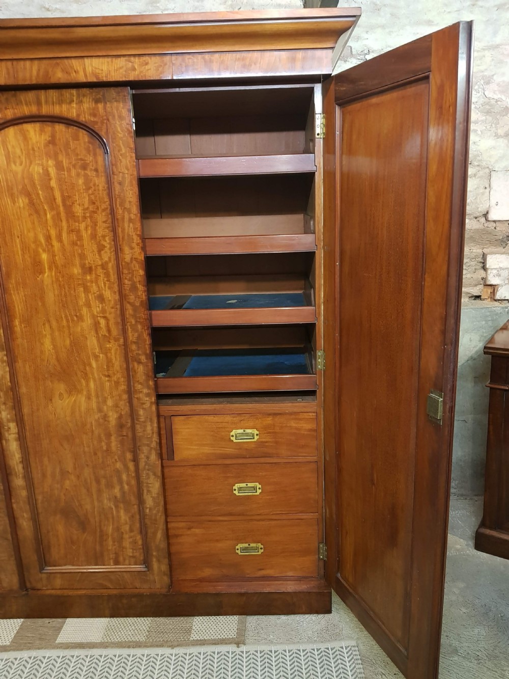 Victorian mahogany three door wardrobe View IX