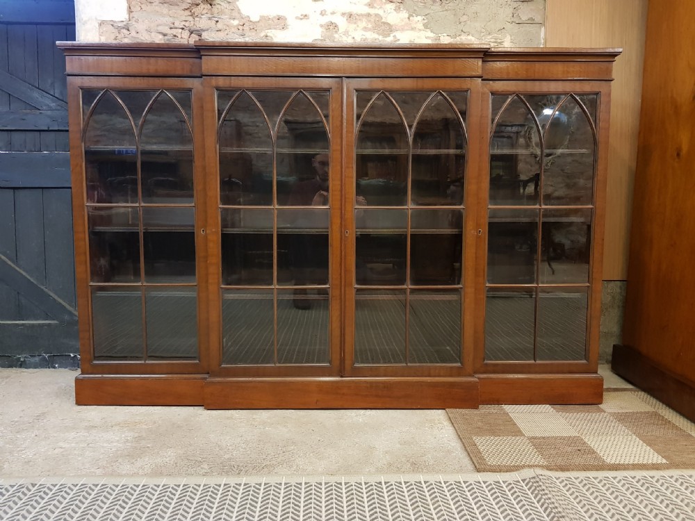 Edwardian mahogany four door breakfront bookcase View II