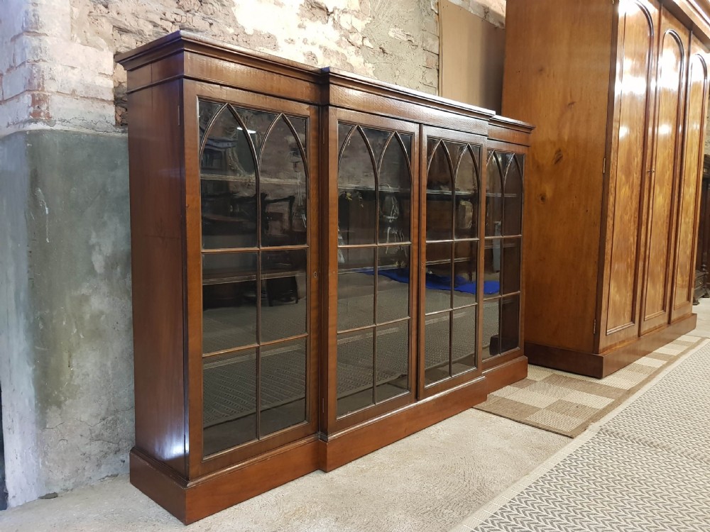 Edwardian mahogany four door breakfront bookcase View III