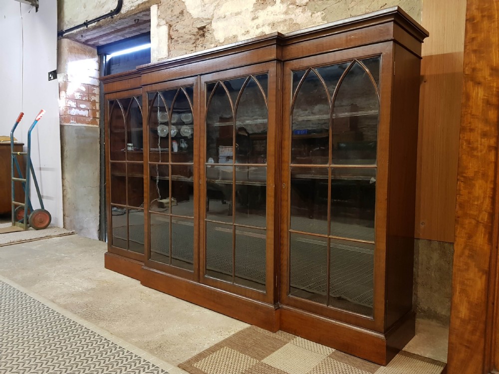 Edwardian mahogany four door breakfront bookcase View IV