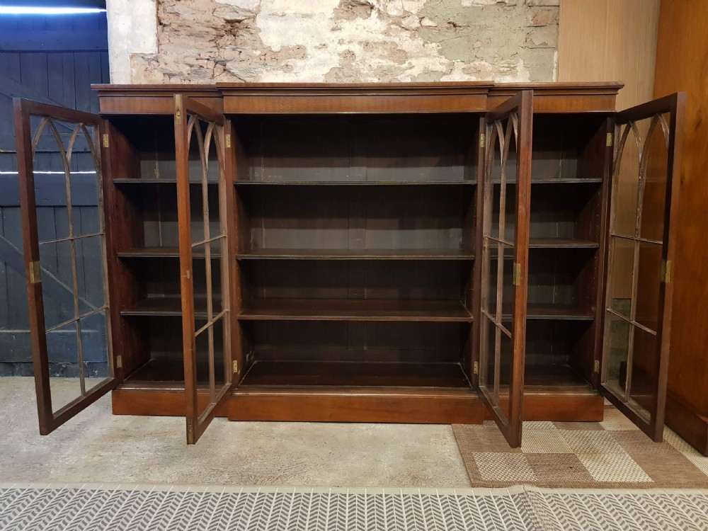 Edwardian mahogany four door breakfront bookcase View V