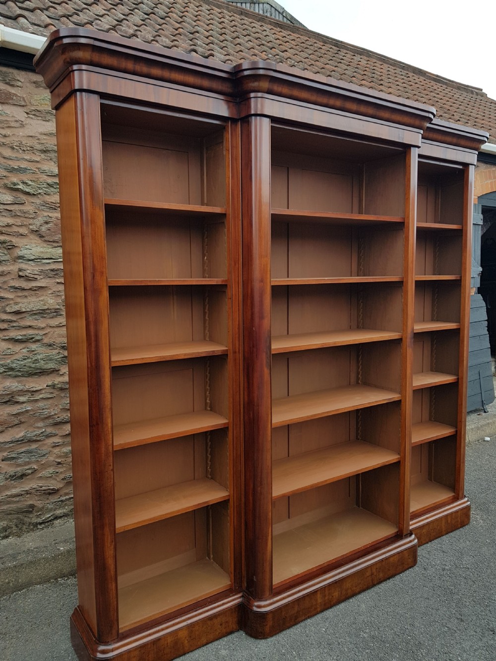 Victorian mahogany breakfront Bookcase  View II