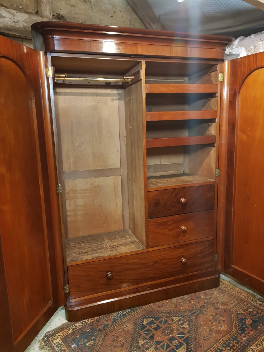 Victorian mahogany two door wardrobe.  View III