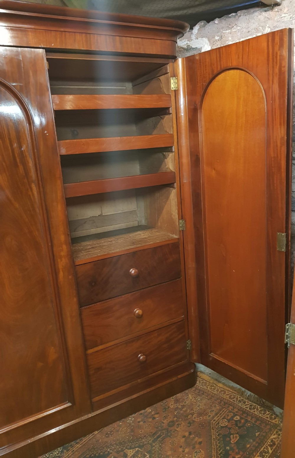 Victorian mahogany two door wardrobe.  View IV