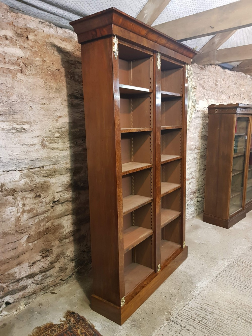 Victorian Burr Walnut Open Bookcase  View II