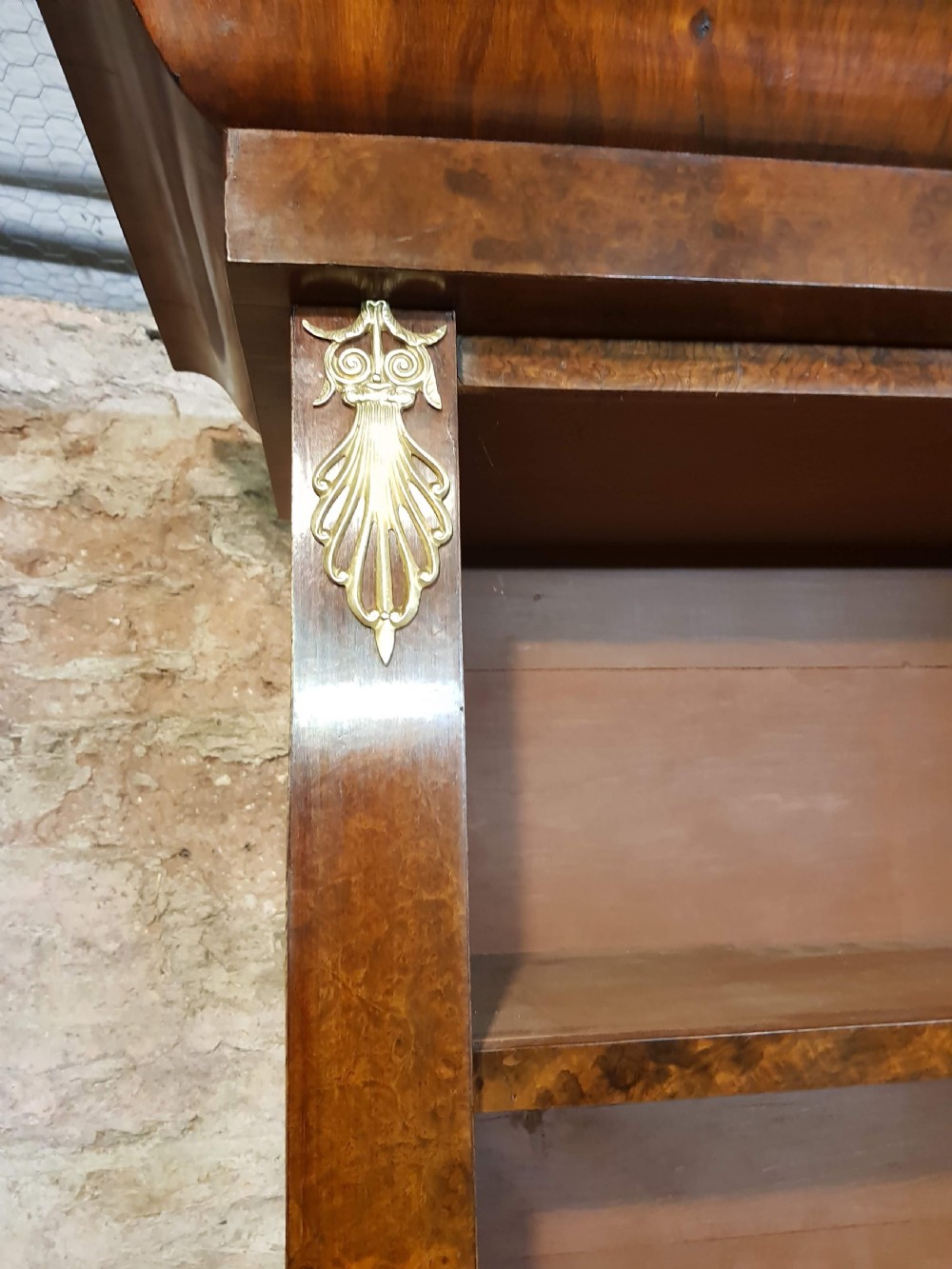 Victorian Burr Walnut Open Bookcase  View IV