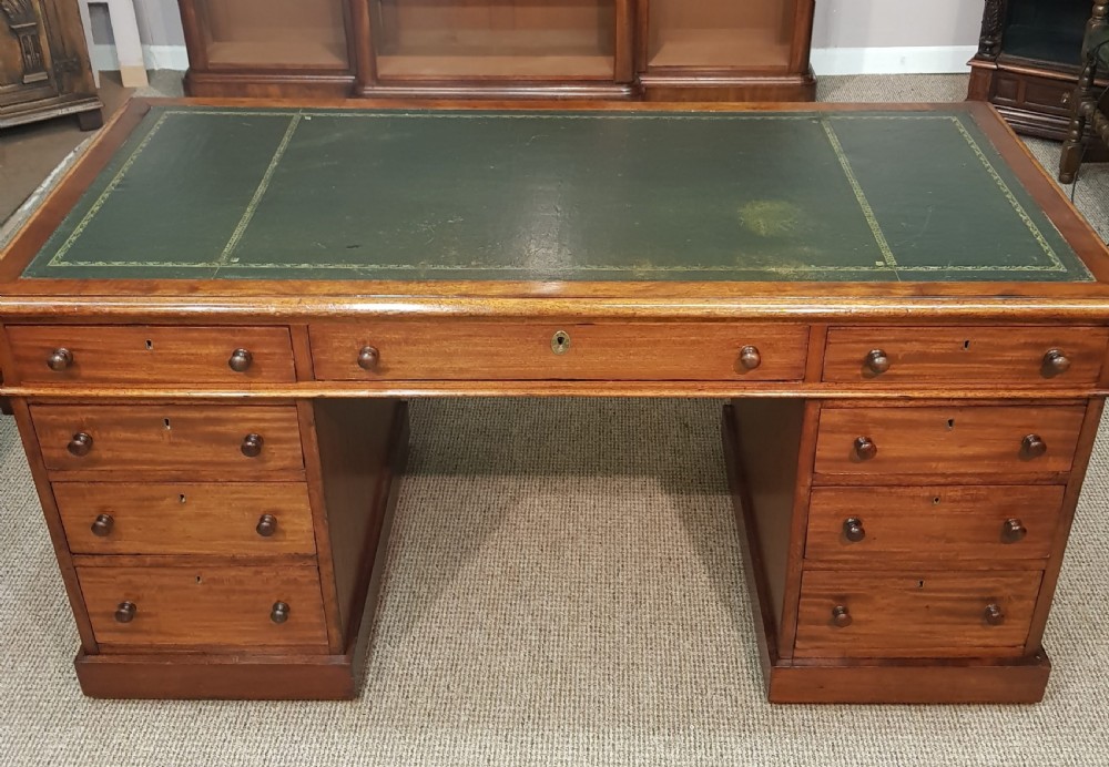 Victorian mahogany pedestal desk.  View II