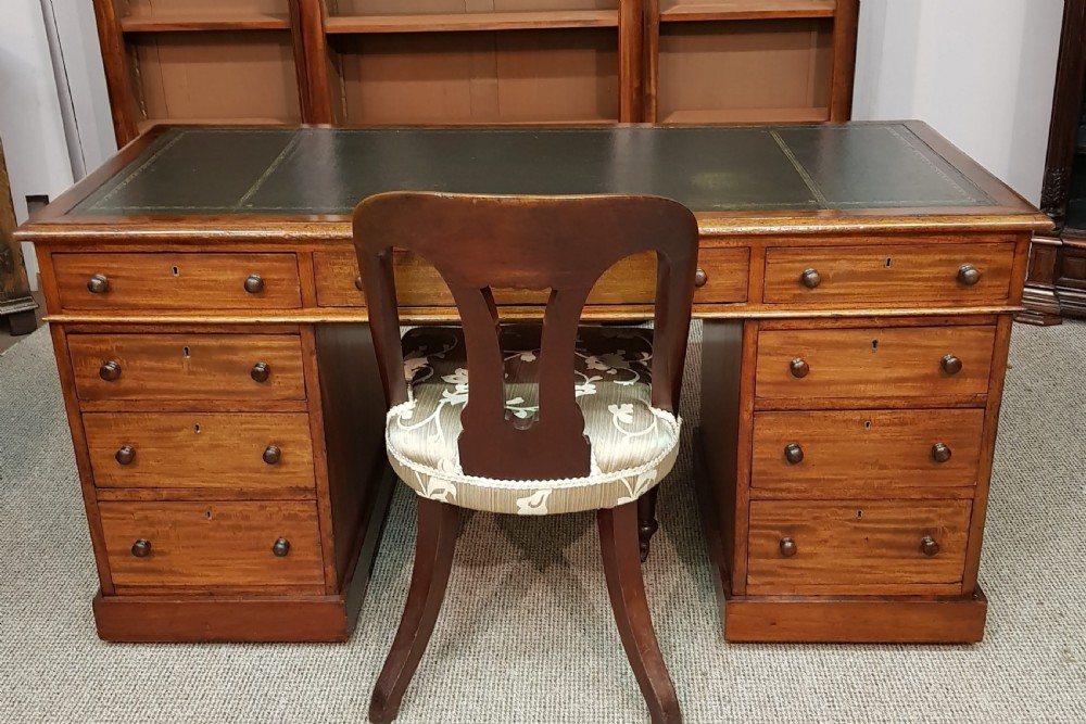 Victorian mahogany pedestal desk.  View III
