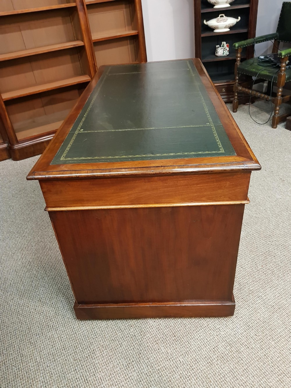 Victorian mahogany pedestal desk.  View IV