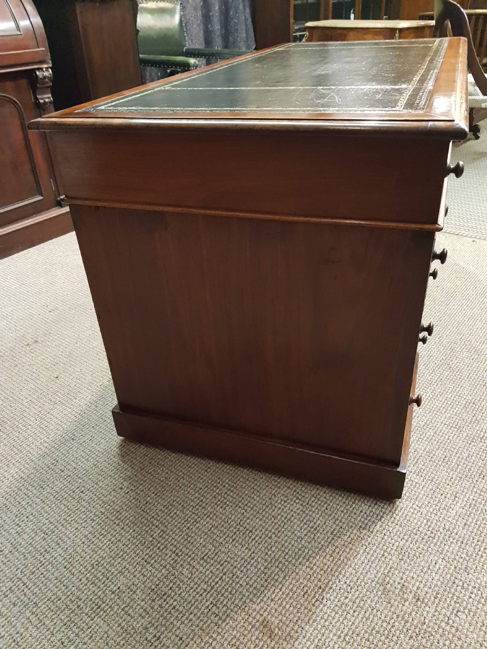 Victorian mahogany pedestal desk.  View VI