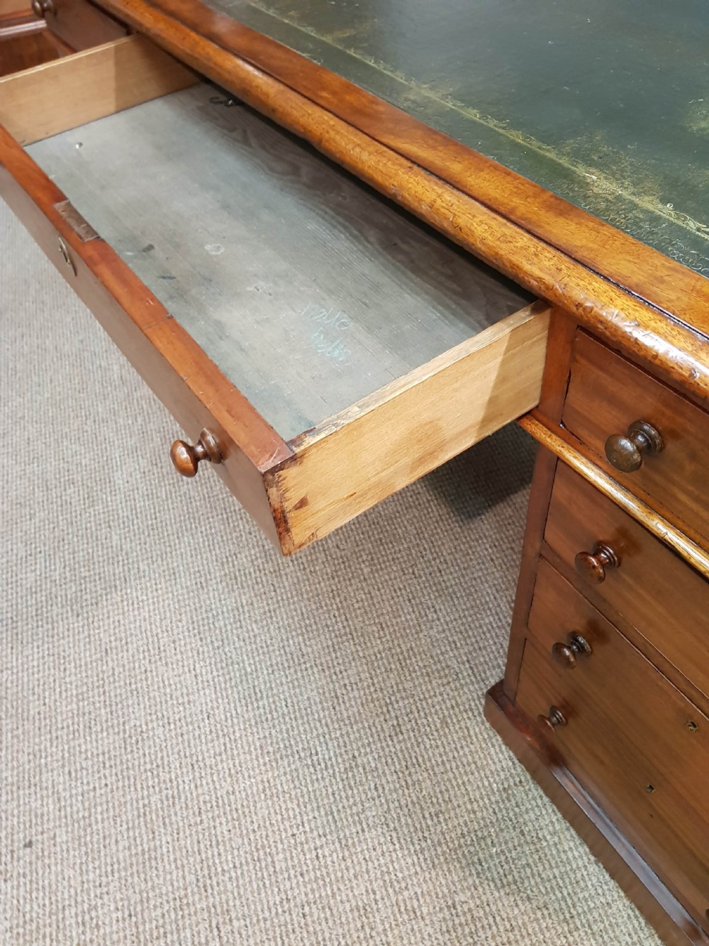 Victorian mahogany pedestal desk.  View VII