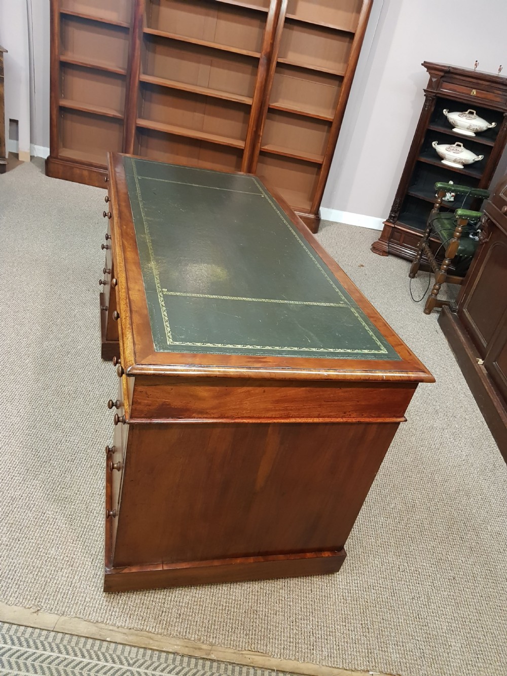 Victorian mahogany pedestal desk.  View VIII