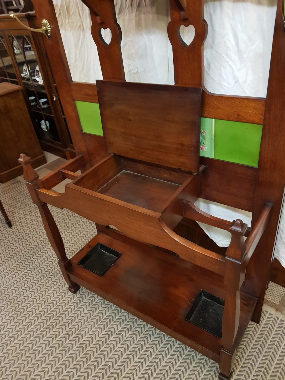 Arts and crafts style Walnut Hallstand. View V