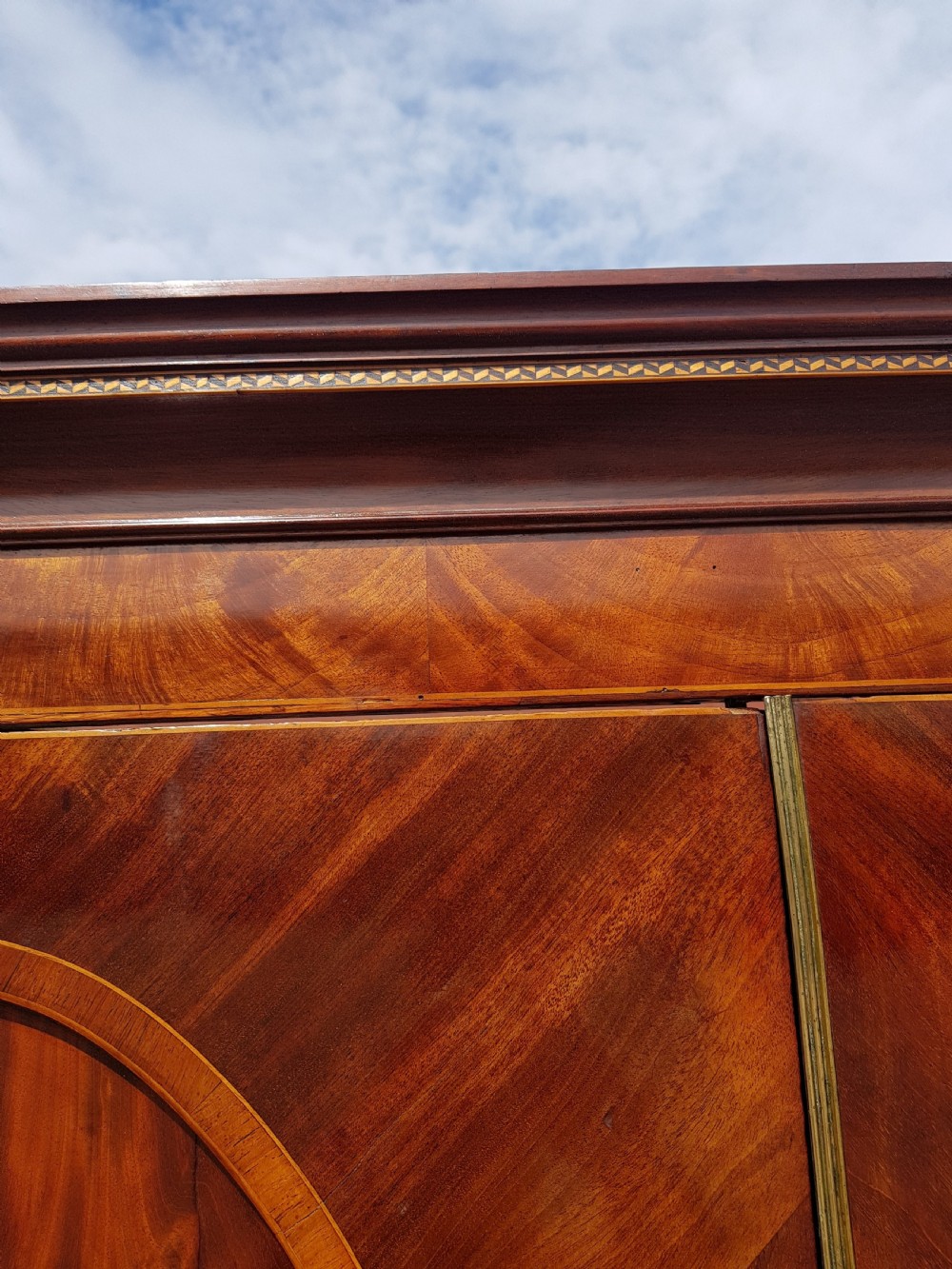Regency mahogany inlaid channel island linen press  View VI