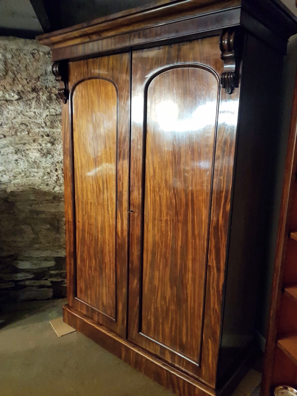 Victorian mahogany two door wardrobe.  View III