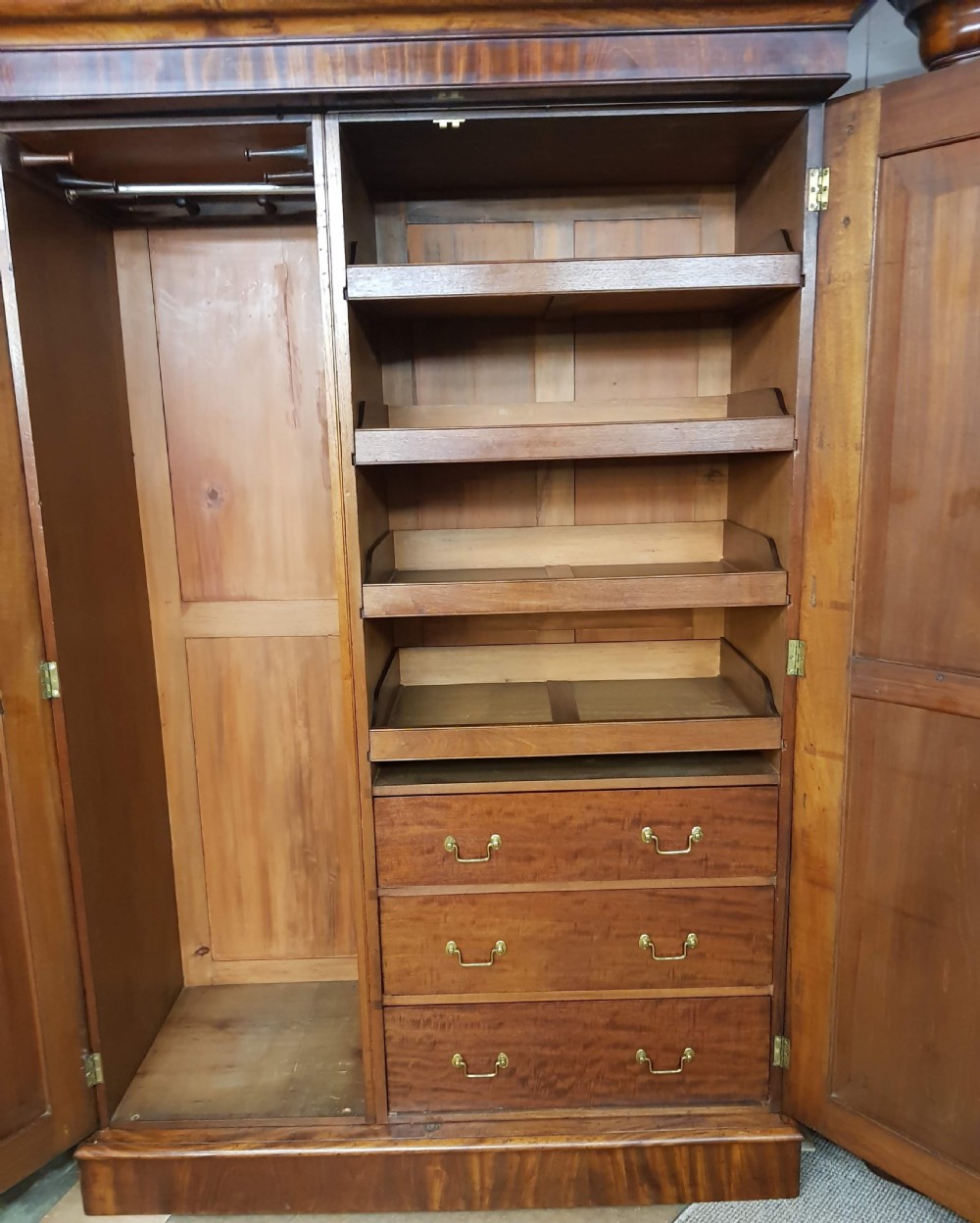 Victorian mahogany two door wardrobe.  View IV