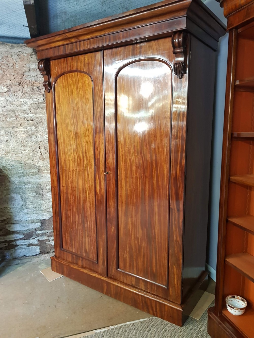 Victorian mahogany two door wardrobe.  View V