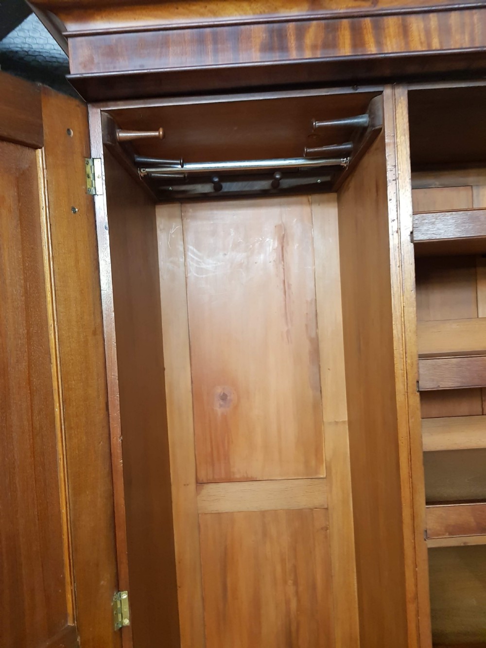 Victorian mahogany two door wardrobe.  View VIII