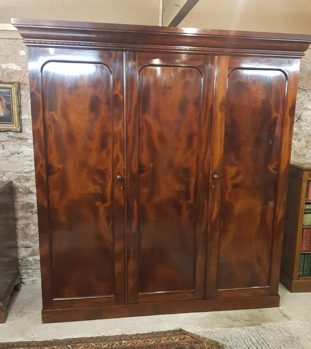 Victorian Flamed Mahogany Three-Door Wardrobe