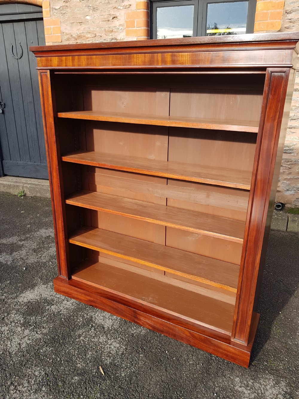 Victorian mahogany open Bookcase.  View V