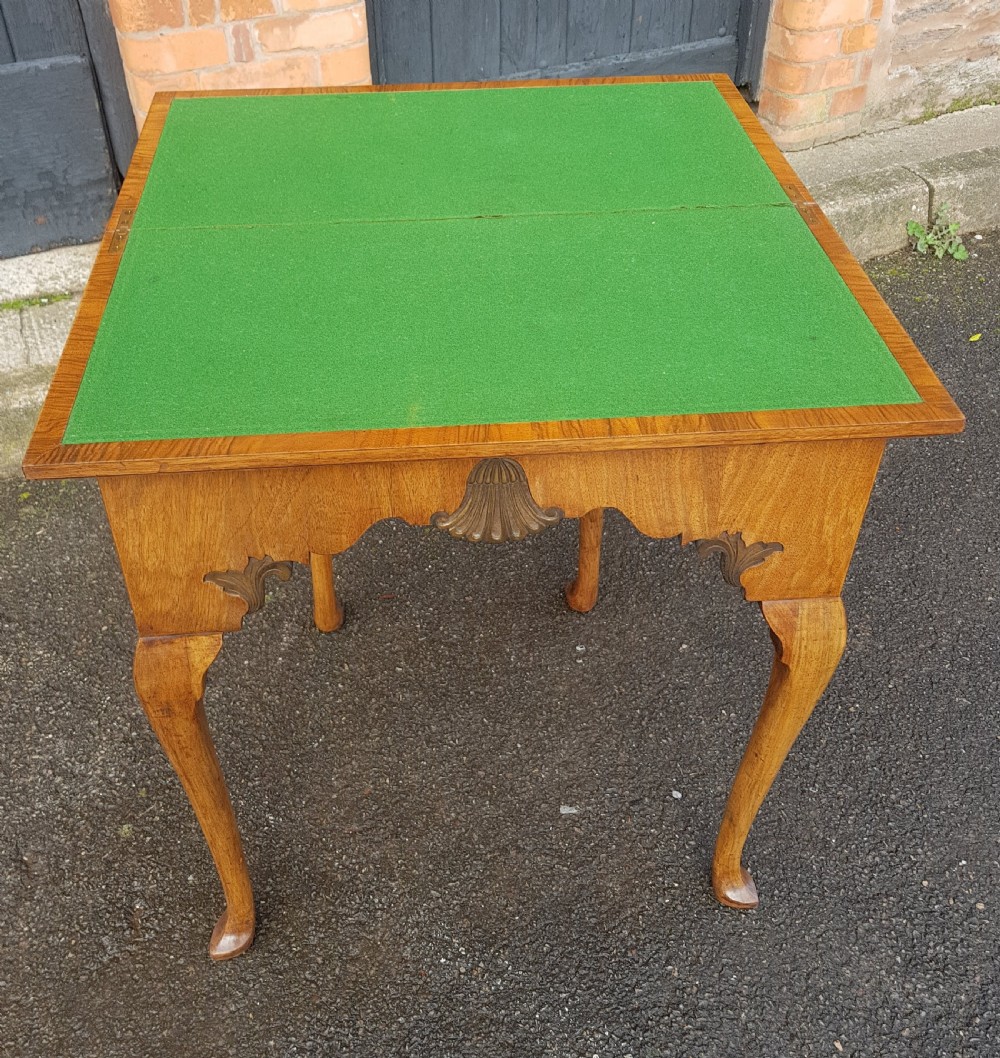 1920s Figured Walnut Card Table or Console Table.  View VI