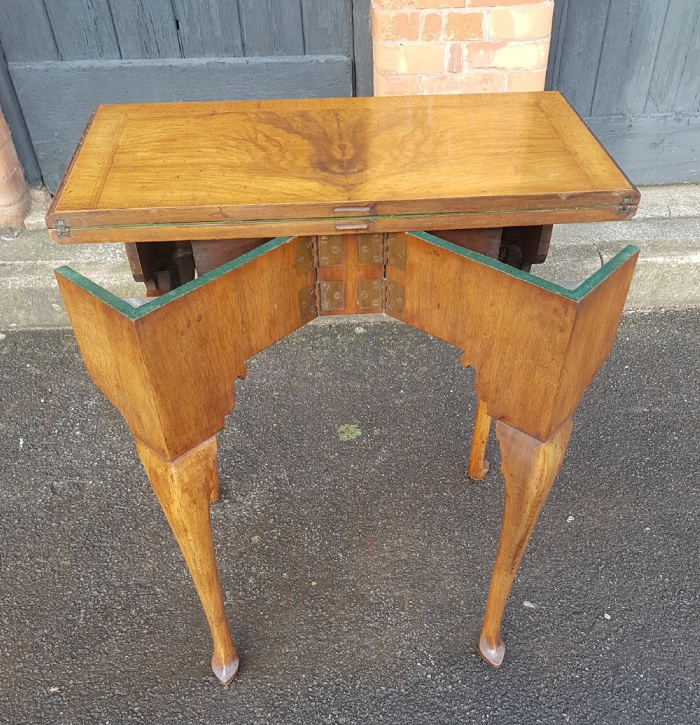 1920s Figured Walnut Card Table or Console Table.  View VIII
