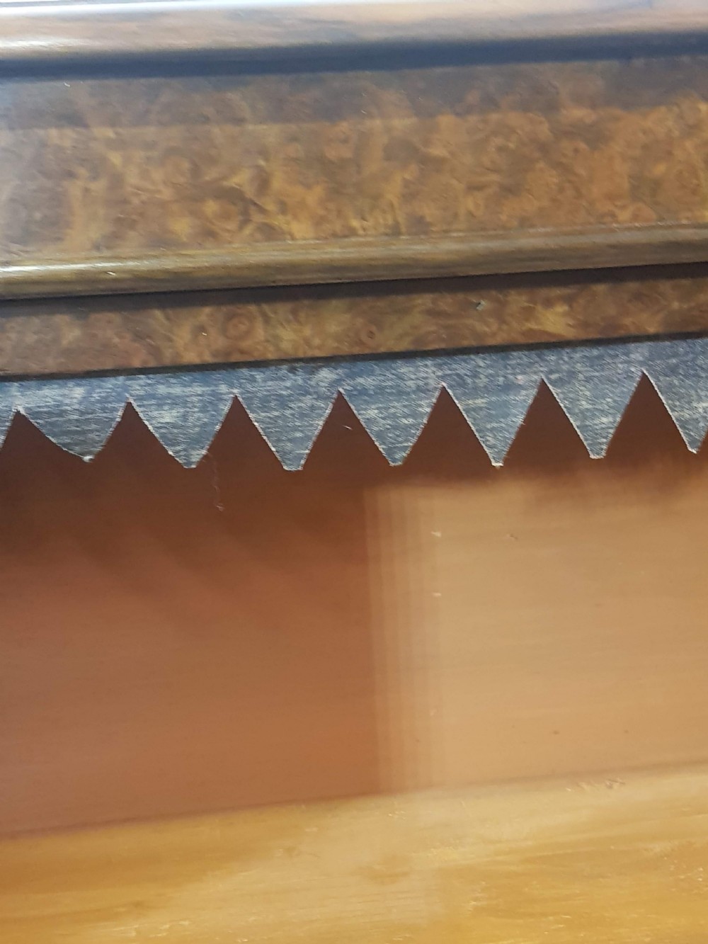 Pair of Victorian Burr Walnut Open Bookcases.  View VIII