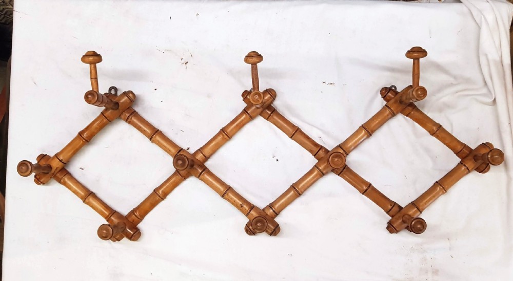 1920s French Harmonica Style Hat &Coat Rack Faux Bamboo 
