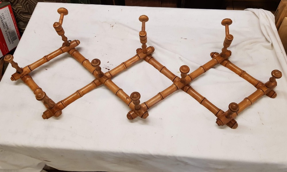 1920s French Harmonica Style Hat &Coat Rack Faux Bamboo  View II