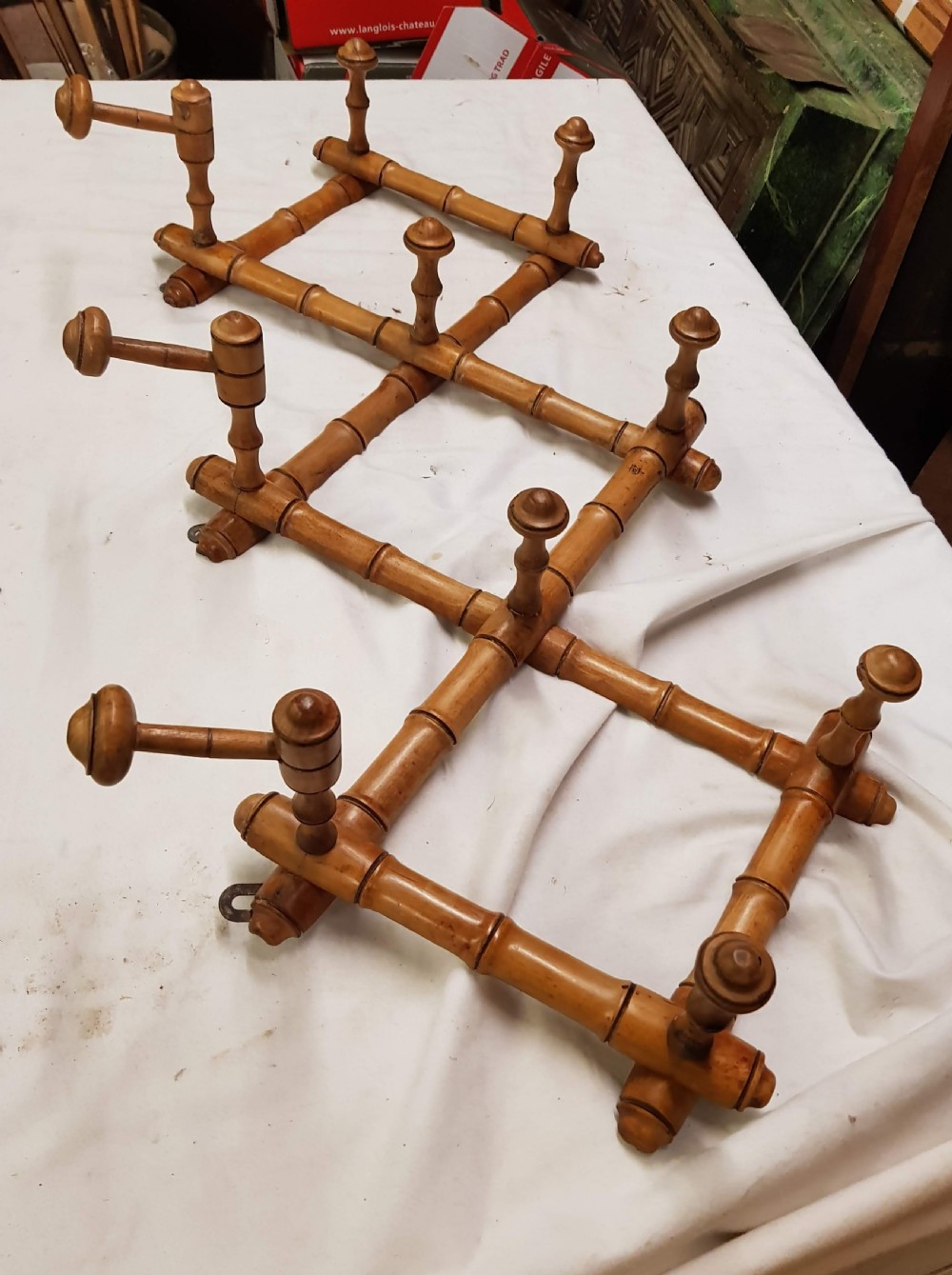 1920s French Harmonica Style Hat &Coat Rack Faux Bamboo  View V