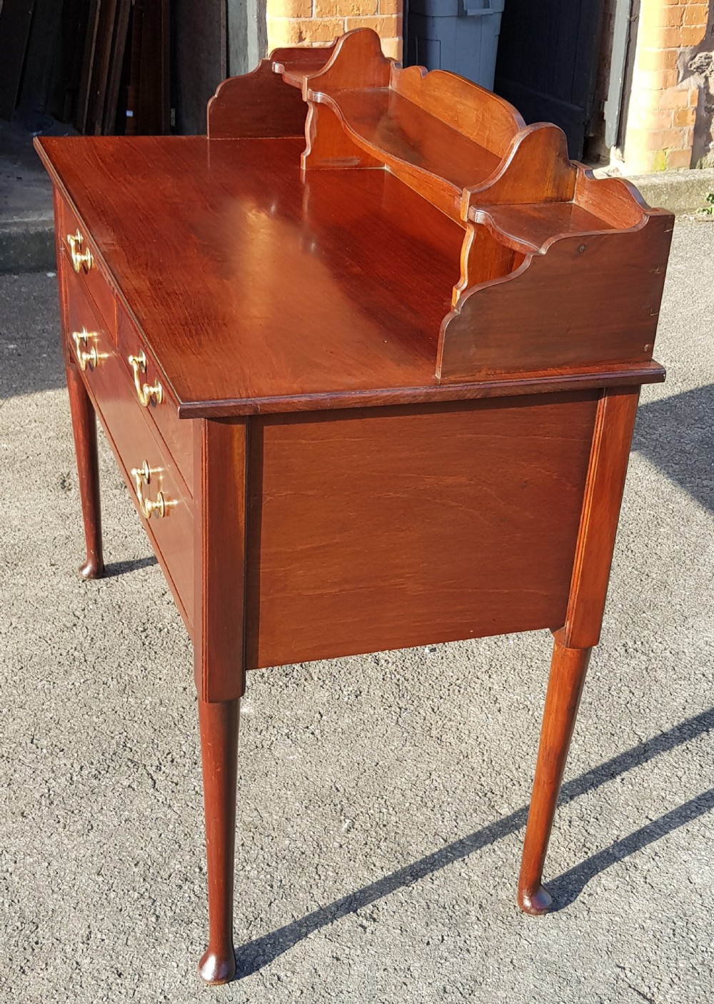 Georgian style Mahogany Three Drawer Side Table.  View II