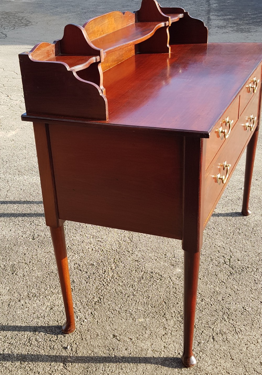 Georgian style Mahogany Three Drawer Side Table.  View III