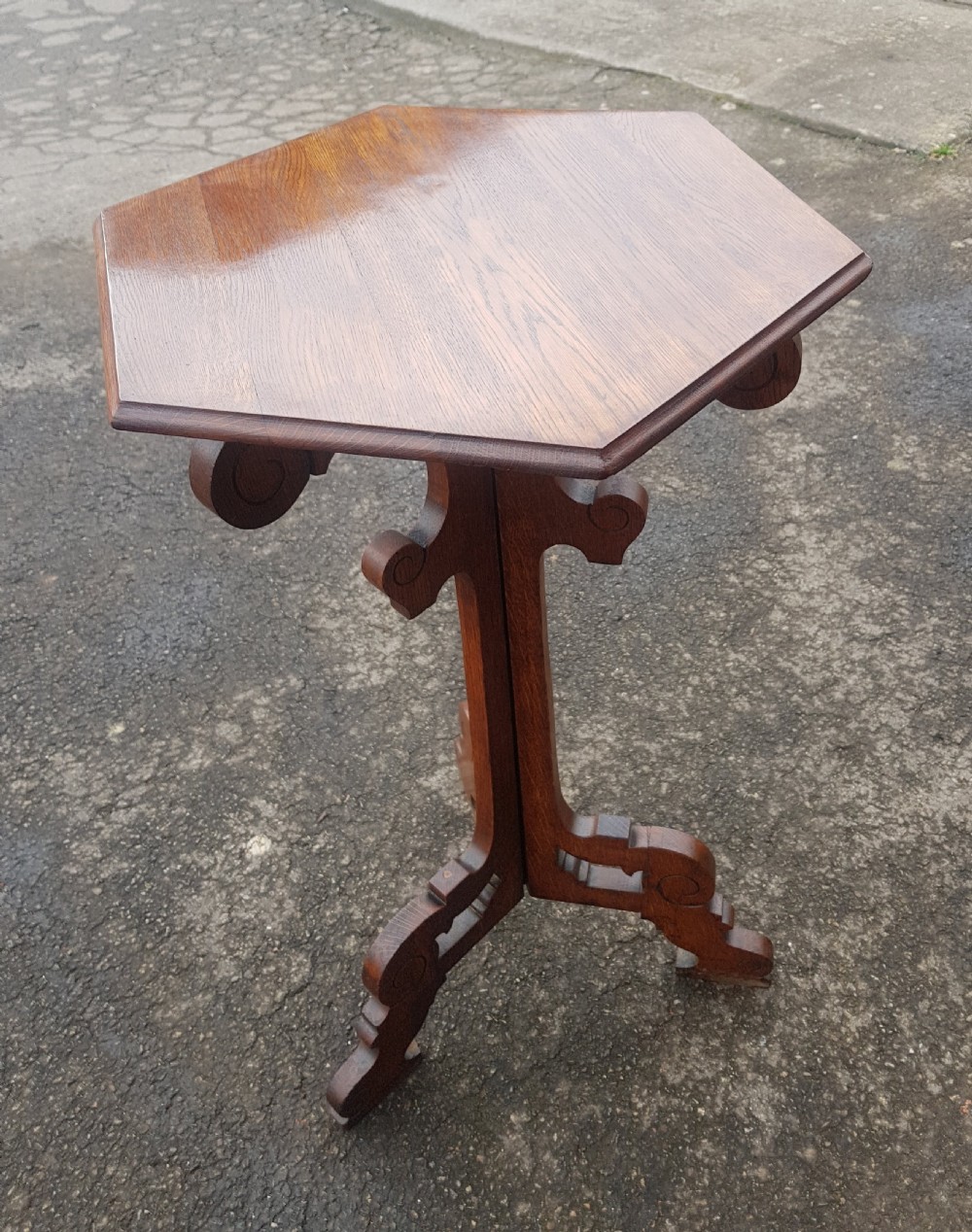 Victorian Oak Arts And Crafts folding Lamp Table  View III