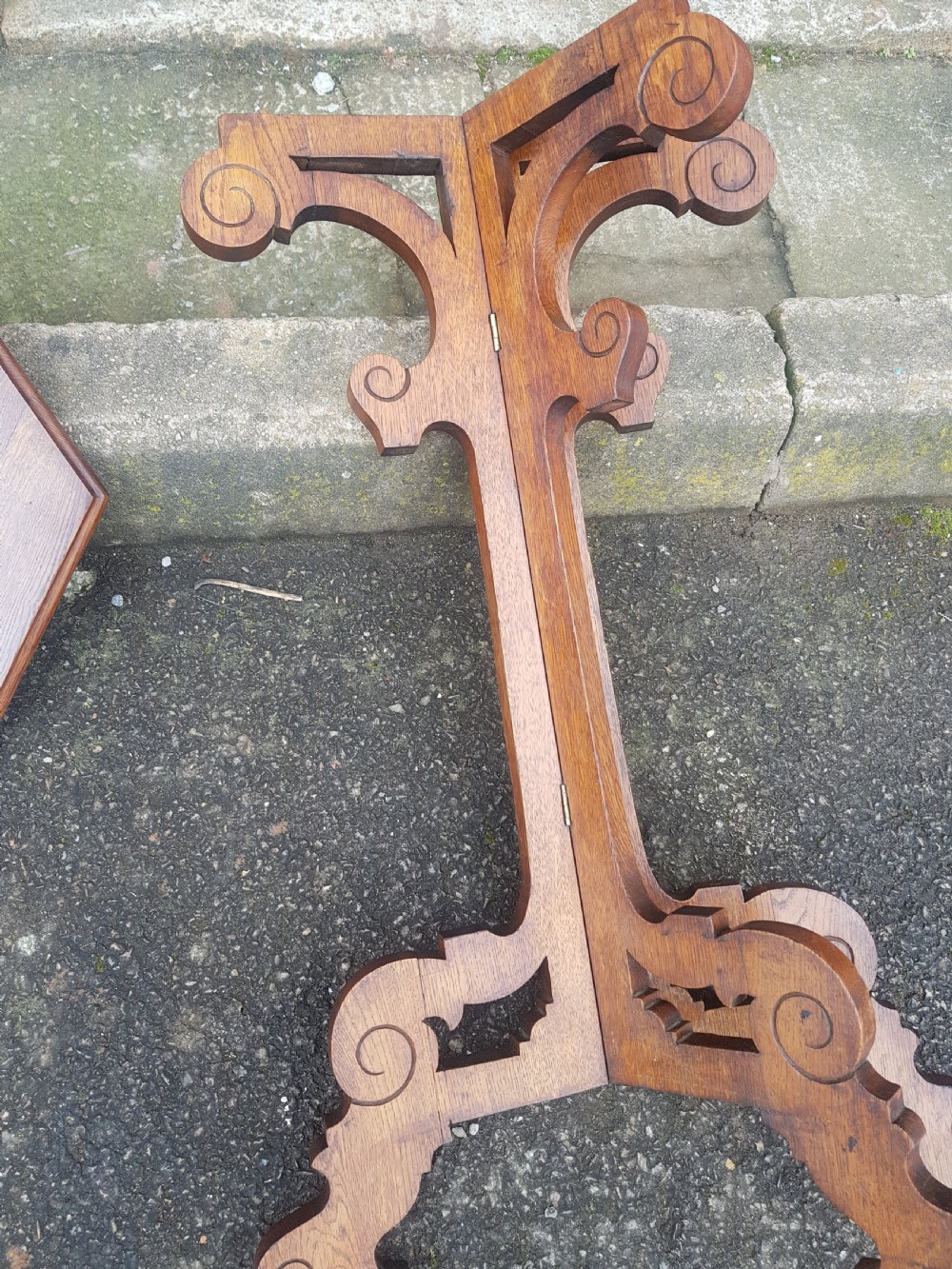 Victorian Oak Arts And Crafts folding Lamp Table  View VII