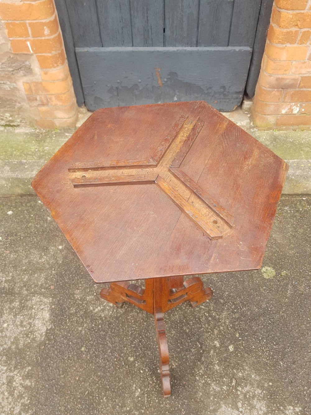 Victorian Oak Arts And Crafts folding Lamp Table  View VIII